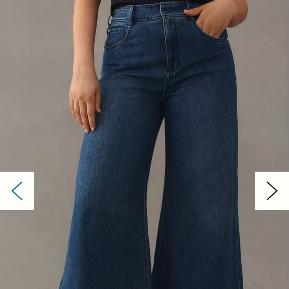 Pilcro Denim - Pilcro Wide Leg trouser Jeans in Medium Blue Wash flattering fit